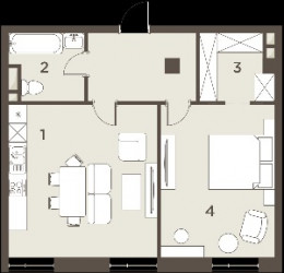 Двухкомнатная квартира 62.35 м²