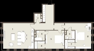 Трёхкомнатная квартира 127.24 м²