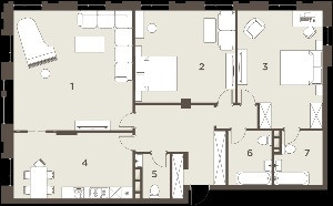 Трёхкомнатная квартира 144.5 м²