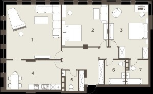 Трёхкомнатная квартира 144.96 м²